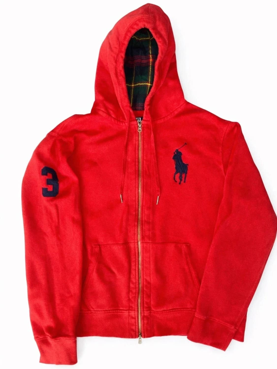 폴로 랄프로렌 빅포니 체크 후드집업 레드 상품이미지1
