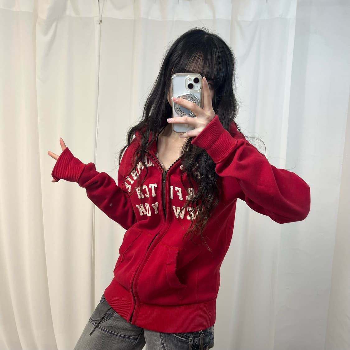 Abercrombie Red Zip Hoodie 상품이미지2
