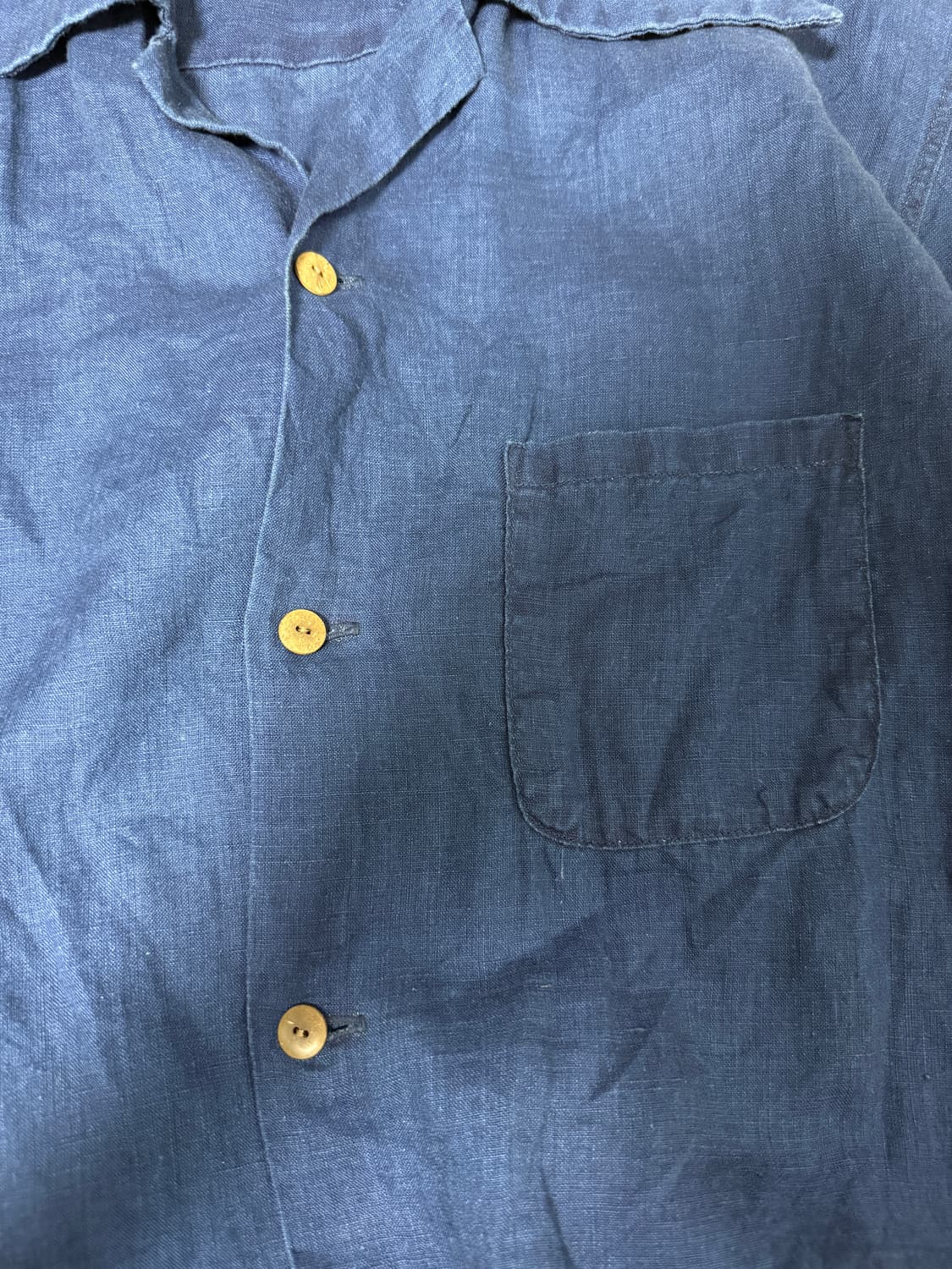 캐피탈 프렌치 크로스 리넨 알로하 셔츠 인디고 상품이미지6