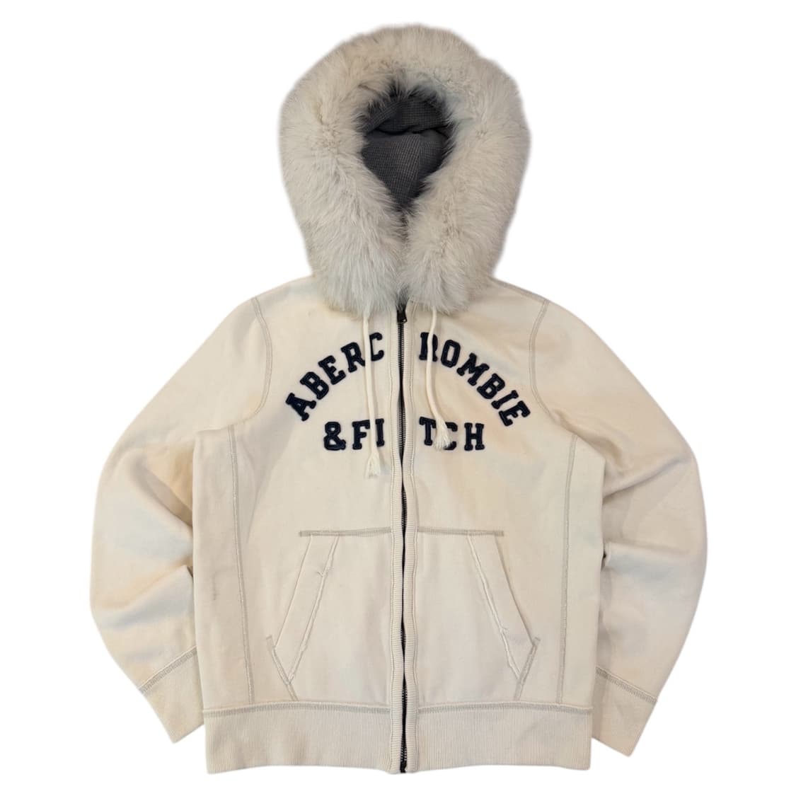 초 대장급) 아베크롬비 울프죠 퍼 후드집업 화이트 상품이미지1