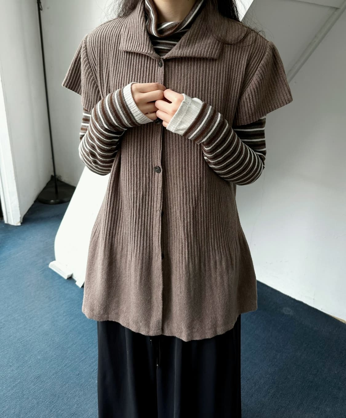 Design rib long knit jacket 상품이미지7