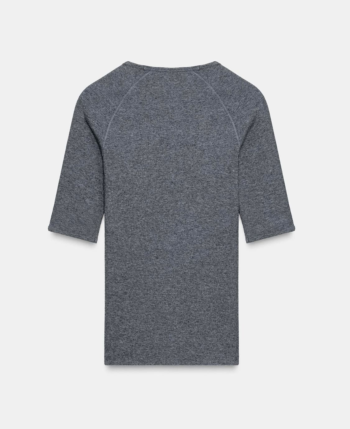 ZARA 자라 립 레귤러 티셔츠 그레이, 자라 딥 라운드 티셔츠 상품이미지6