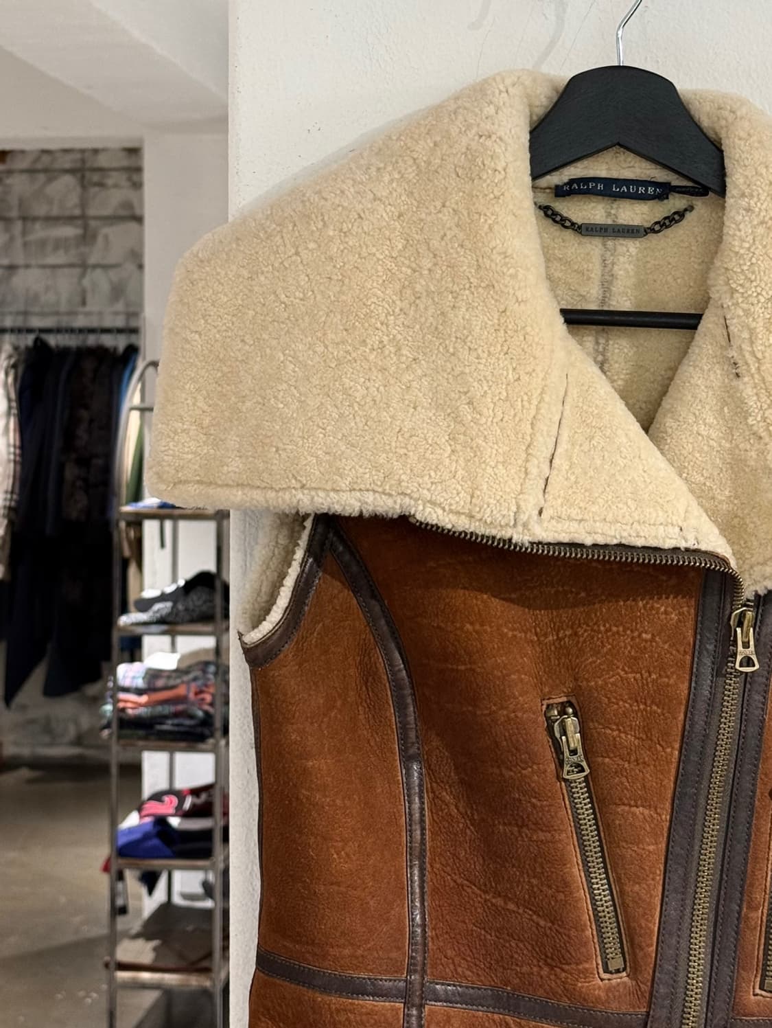 랄프로렌 브라운 램 시어링 카우 레더 무스탕 베스트 상품이미지2