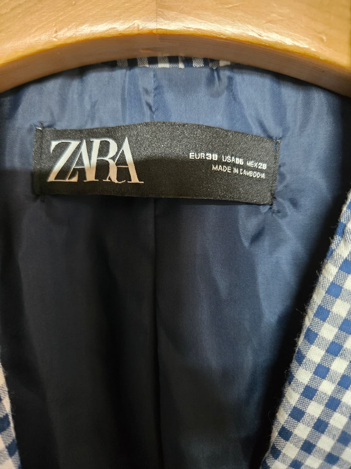  ZARA 블루 체크 패턴 여성 자켓 EUR38 상품이미지6