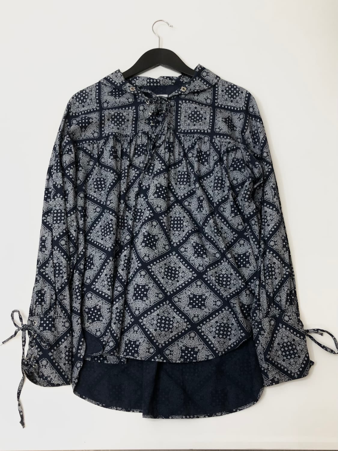 Aie 에이아이 네이비 페이즐리 스트링 셔츠 상품이미지2