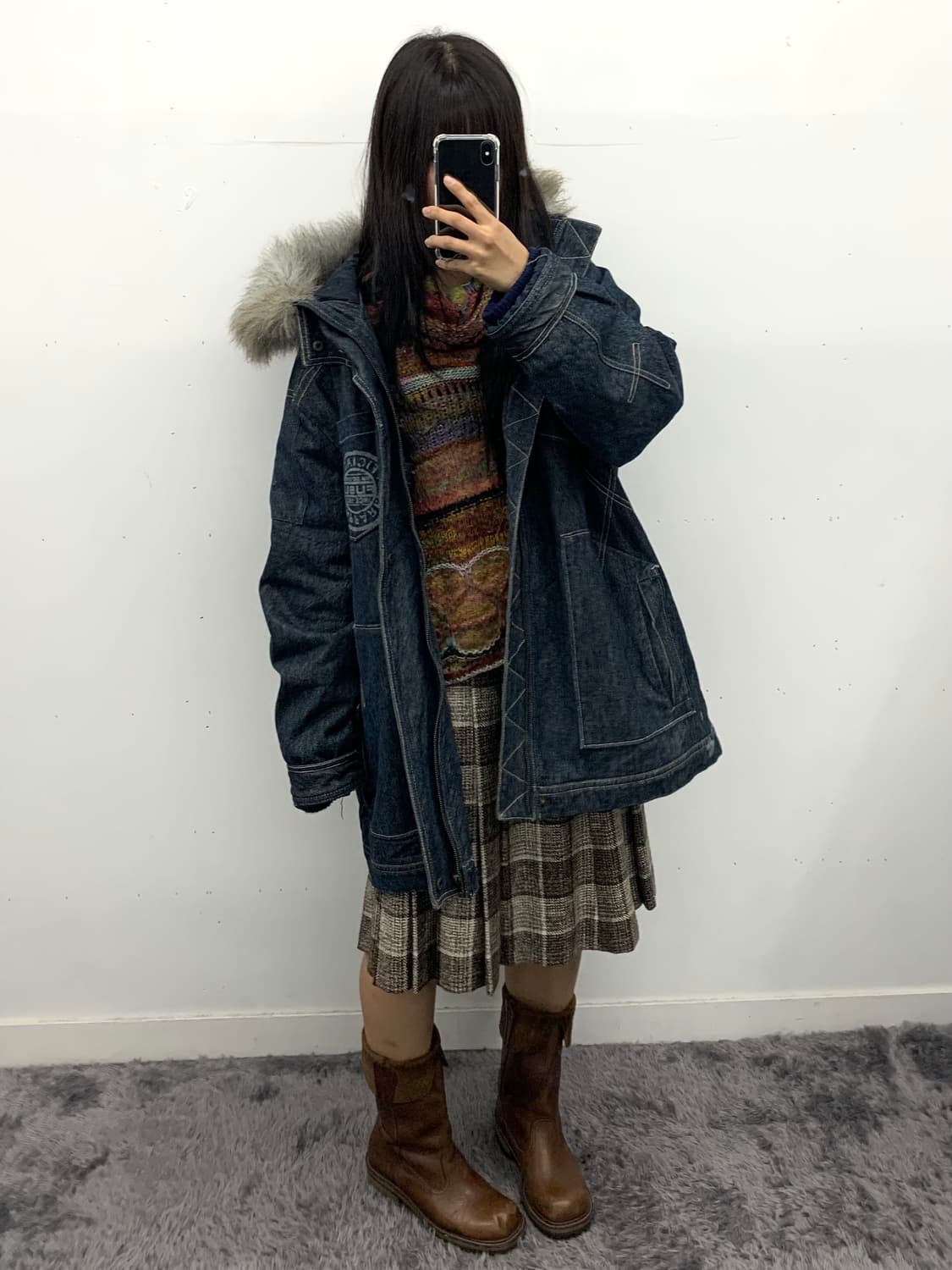 후부 퍼후드 헤비 데님 자켓 상품이미지3