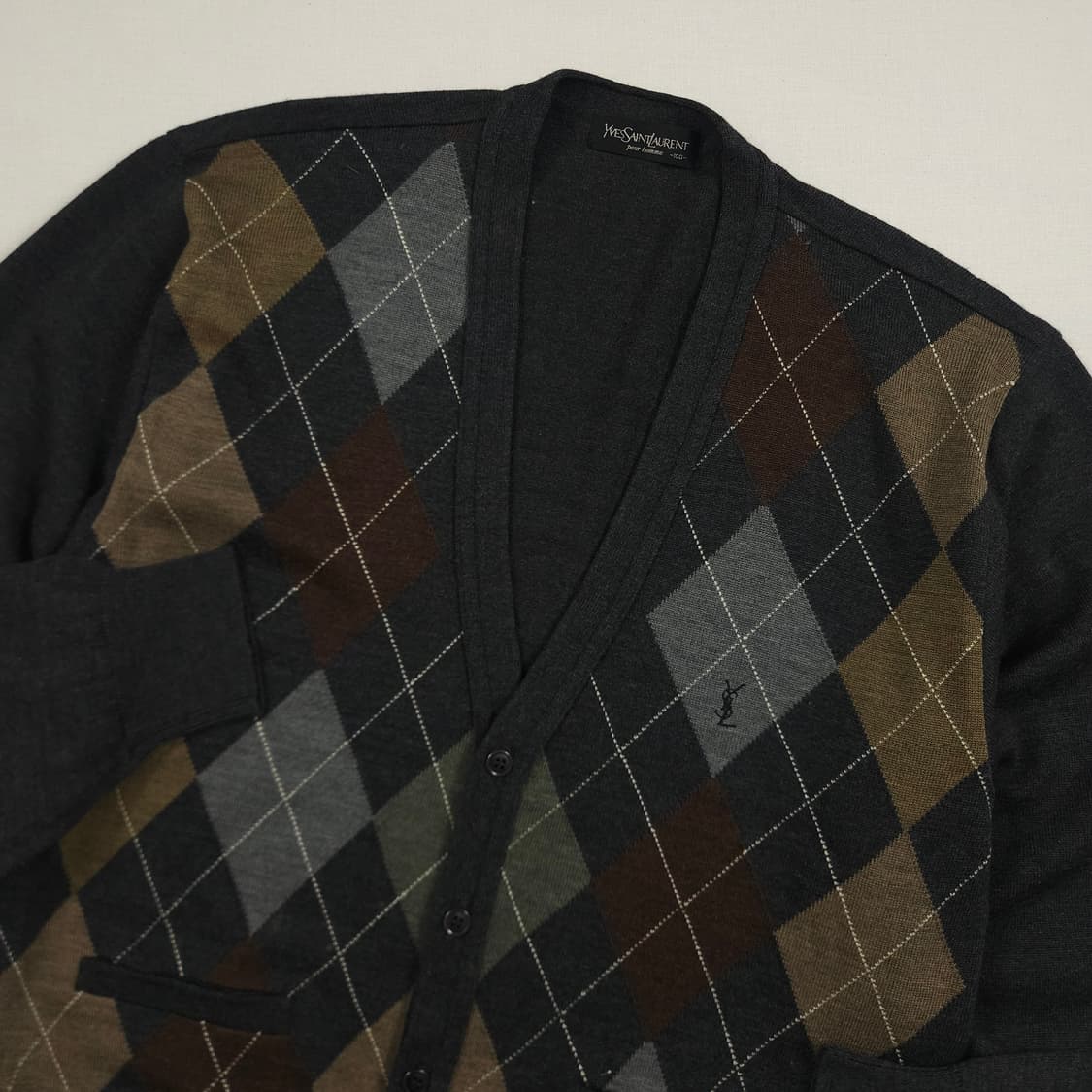 L(100) 입생로랑 아가일 울 가디건 상품이미지1