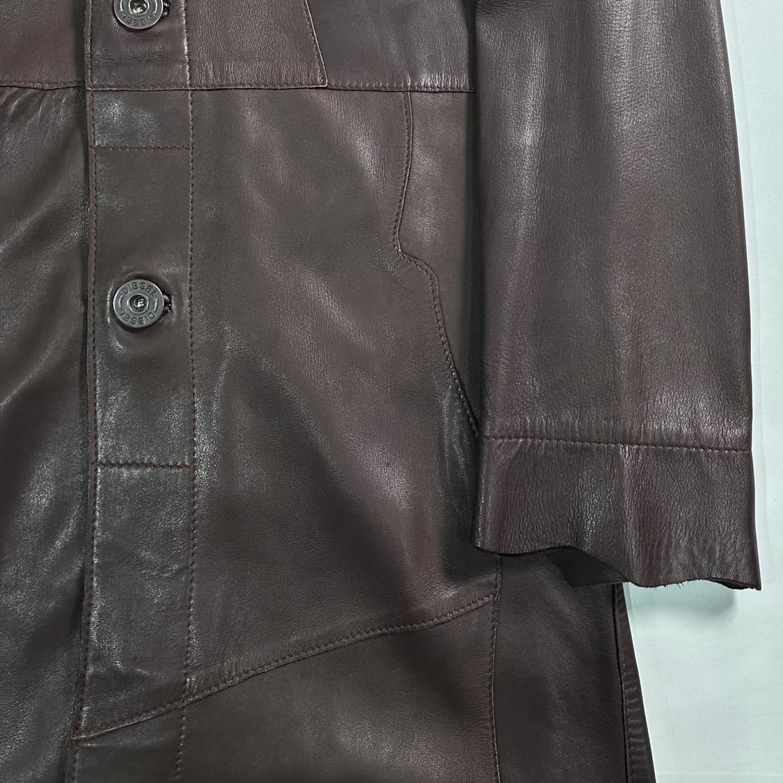 디젤 언발란스 레더 코트  상품이미지5