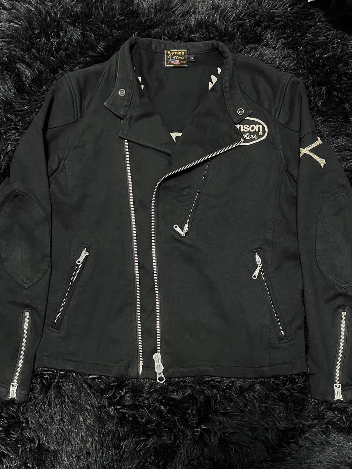 vanson 투웨이 지퍼 스컬 자수 라이더 자켓 상품이미지4