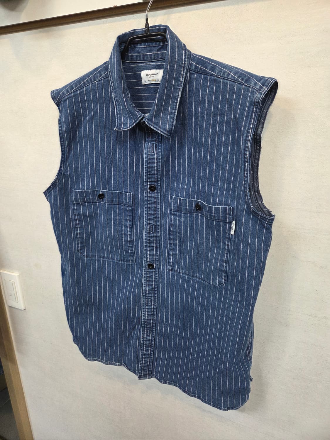 에스피오나지 와바시 스트라이프 데님 워크셔츠 조끼 L 커스텀  상품이미지7