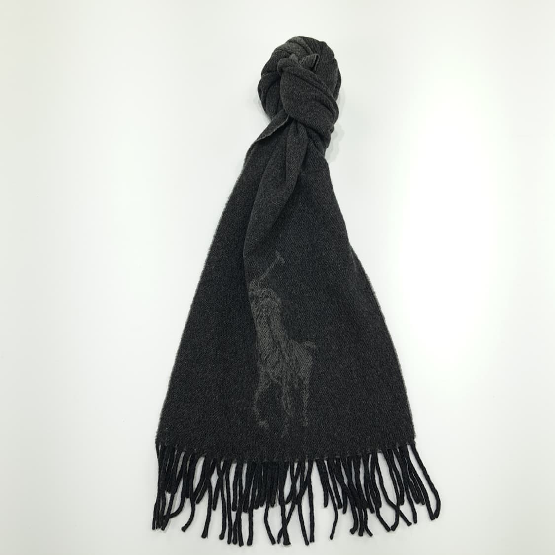 MX225 폴로 랄프로렌 그레이 빅포니 램스울 양면 목도리 머플러 상품이미지1