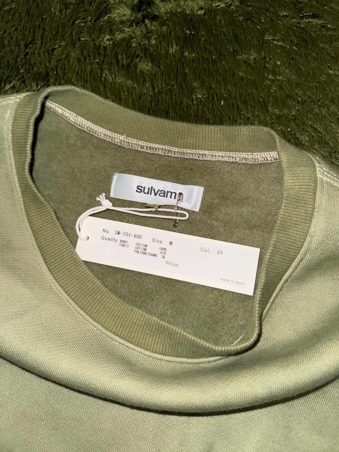 [M] SULVAM 설밤 핸드 다잉 다트 디테일 스웻셔츠 올리브 상품이미지3