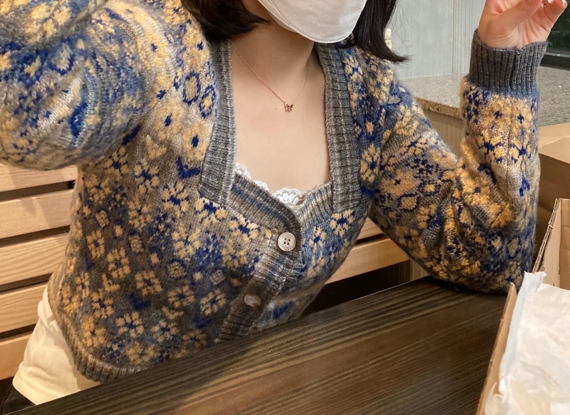 자라 패턴 크롭 가디건 상품이미지5