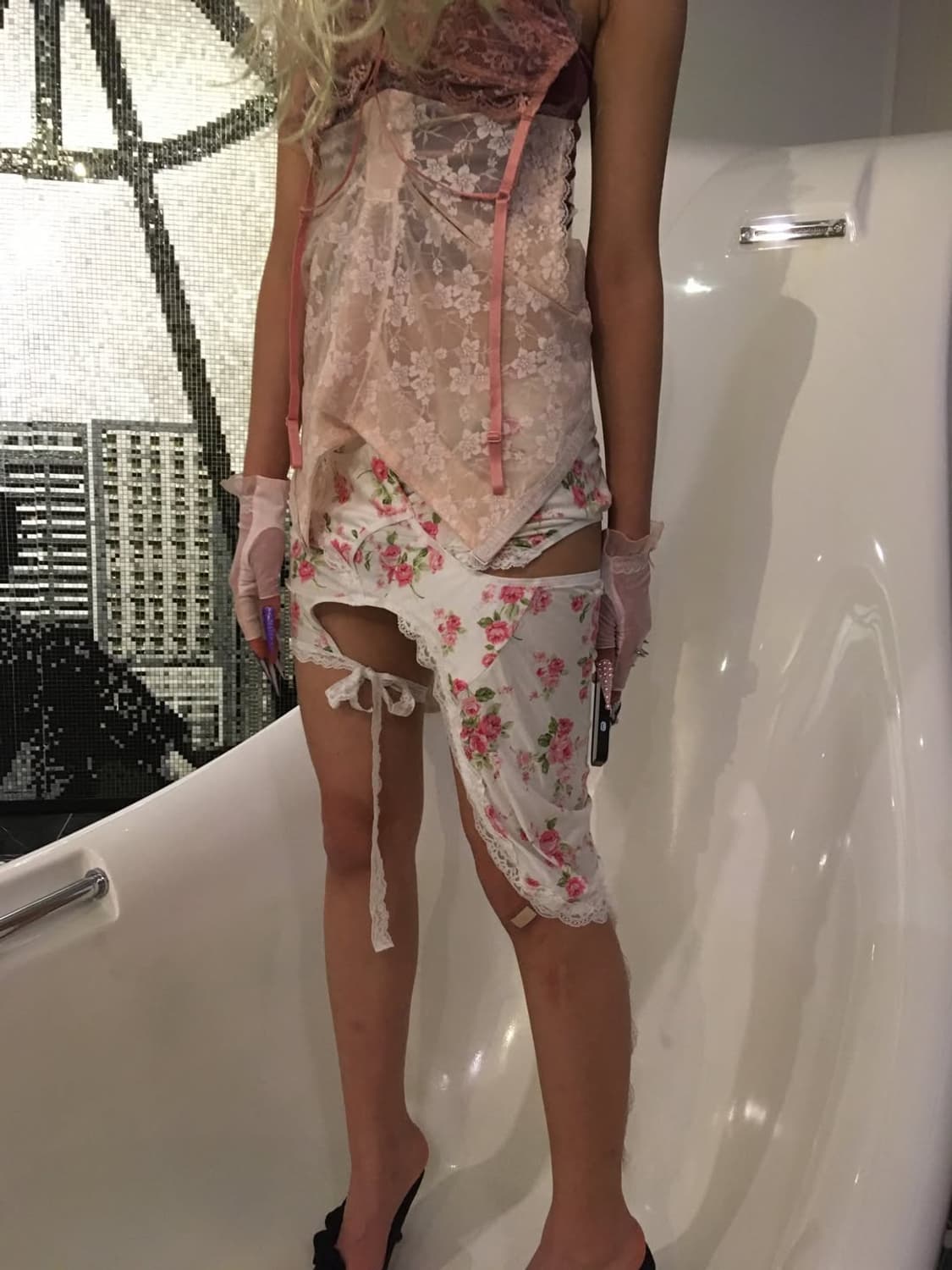 Rose white race skirt 상품이미지6