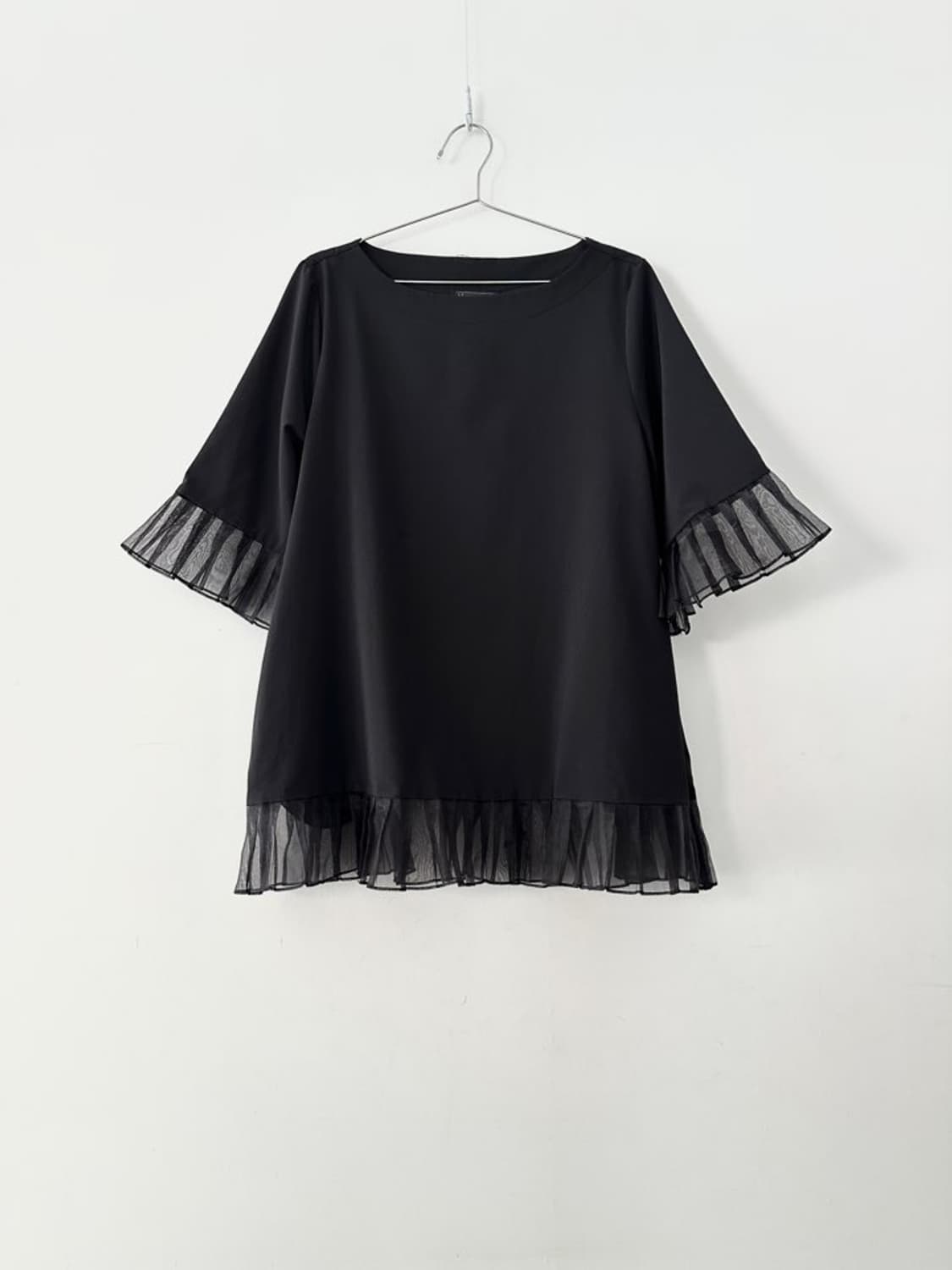 Organza ruffle mix top 상품이미지1
