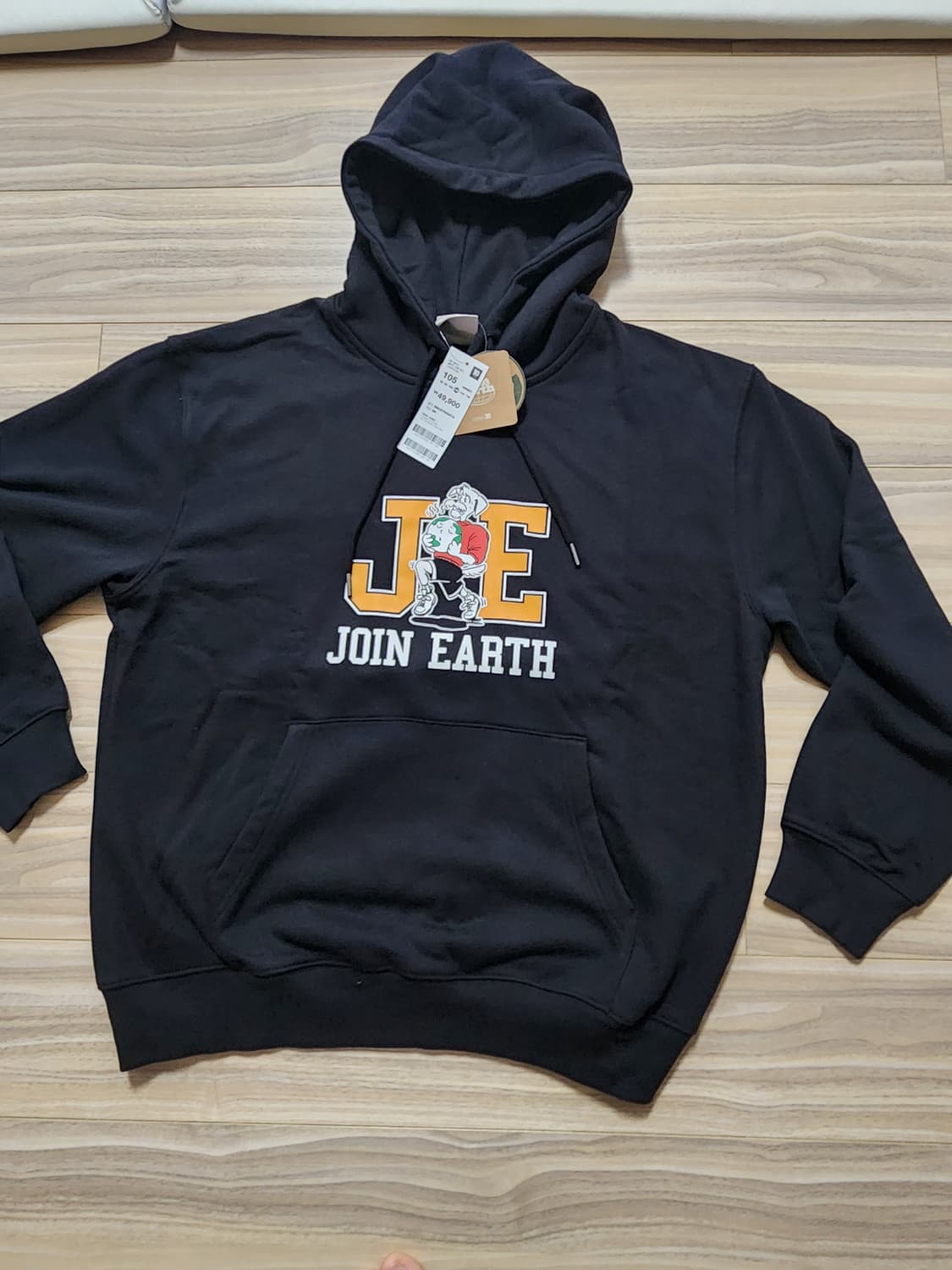 탑텐기모후드티셔츠블랙105 상품이미지1