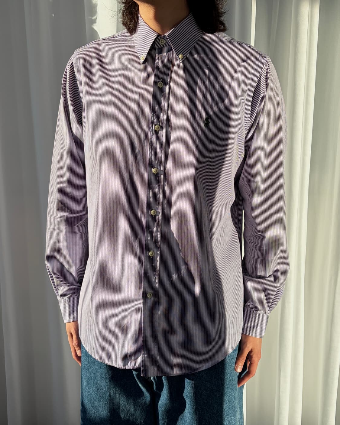 [M]폴로 랄프로렌 클래식핏 스트라이프 포플린 셔츠 퍼플 상품이미지3