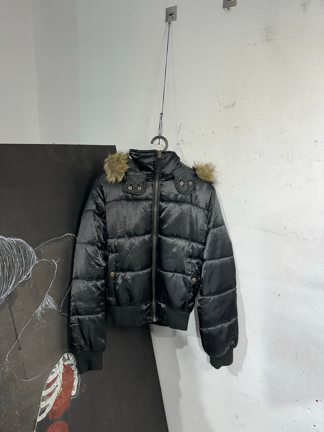 Jpn 일본빈티지 블랙 퍼 후드 패딩 상품이미지7
