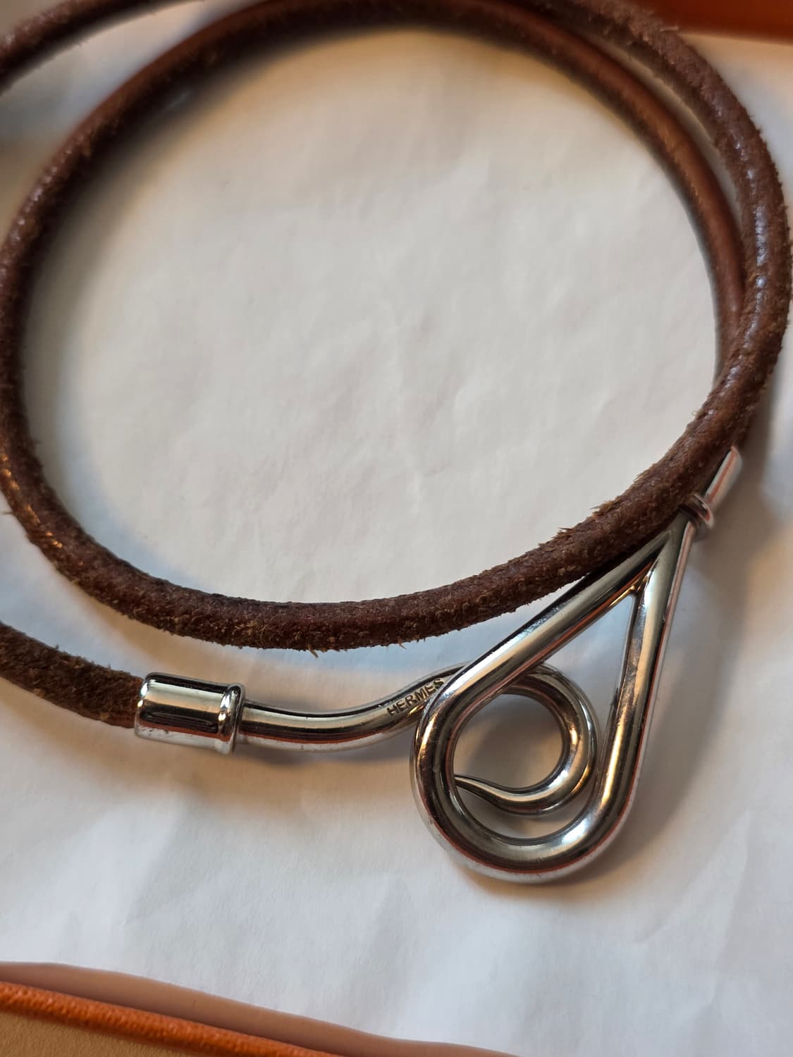 [43] 에르메스 Hermes 후크 점보 더블 팔찌(초커) 브라운/실버 상품이미지2