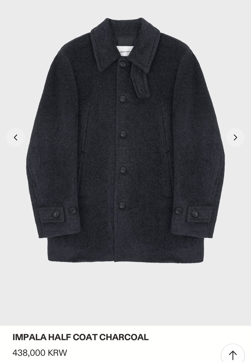 서피스에디션 임파라 하프 코트 차콜 M 상품이미지1