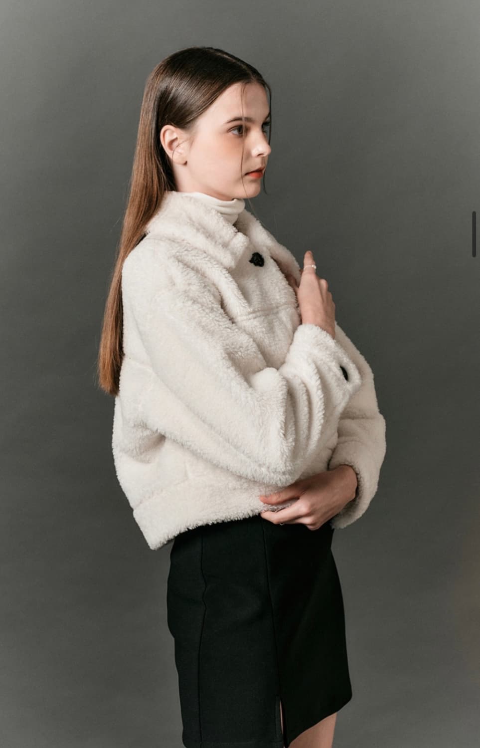 시티팝즈 크롭 오버핏 양털 겨울 무스탕 [화이트] 퍼 ver. 상품이미지3