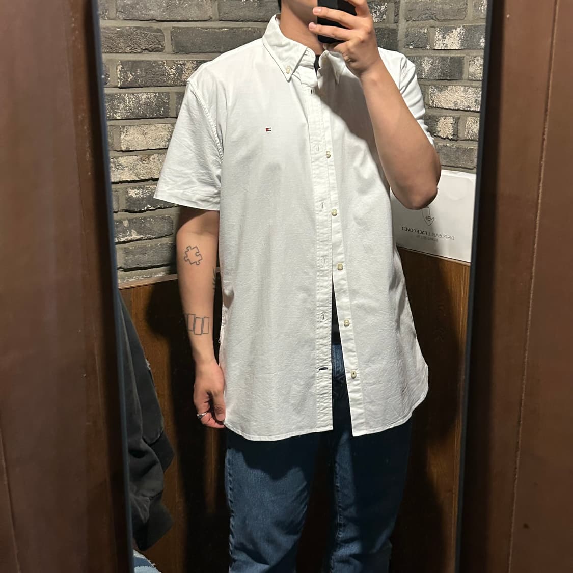 XL) 타미힐피거 화이트 반팔 옥스포드 셔츠 상품이미지8