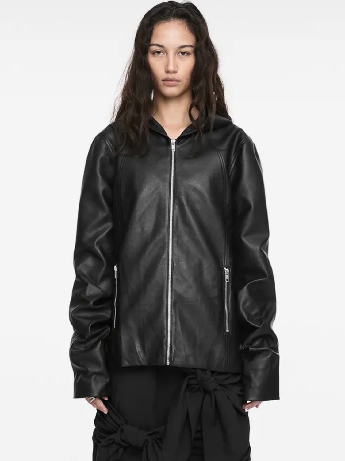 나체 후드 레더 자켓 상품이미지1