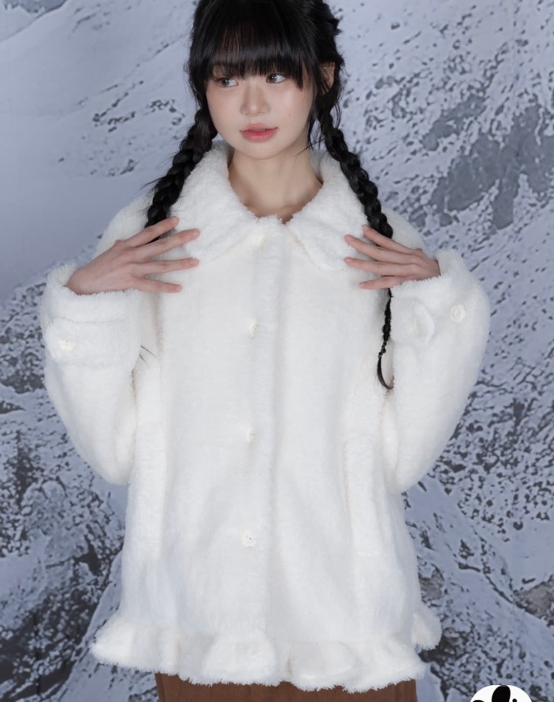 나이엔 플라워 프릴 에코 퍼 코트 상품이미지1