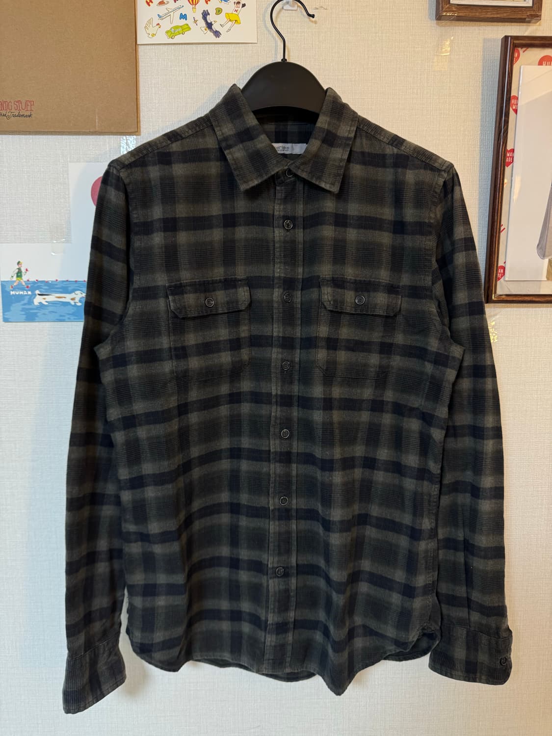 [L]Series 시리즈 플란넬 체크셔츠 다크카키 상품이미지1