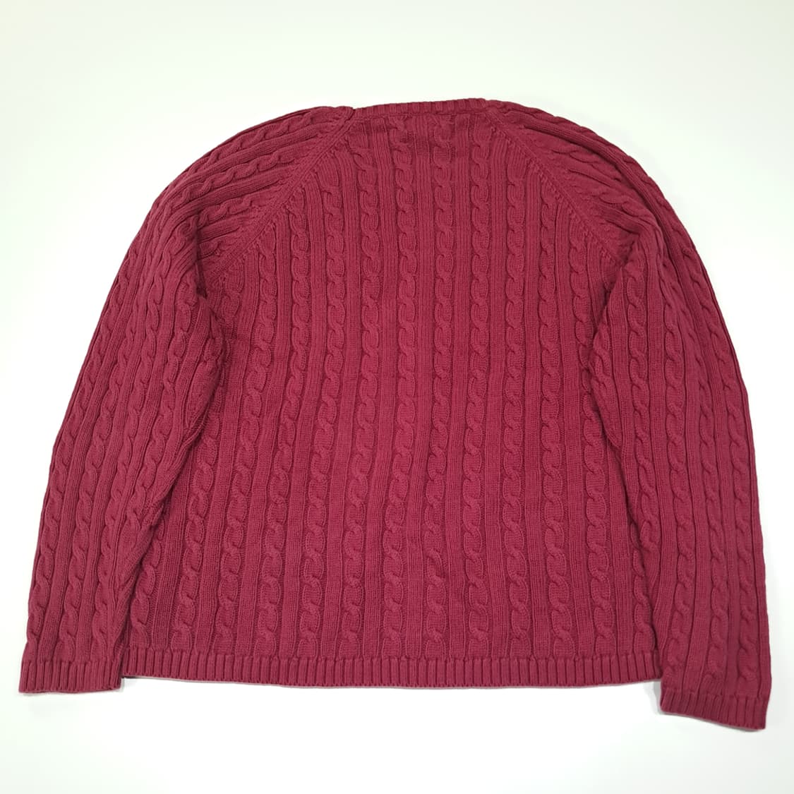 CL308 XL 엘엘빈 90s 홍콩판 코튼 케이블 버건디 니트 스웨터 상품이미지6