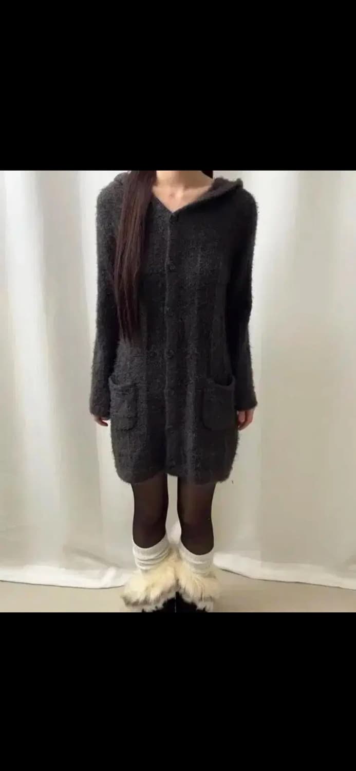 후드 니트 원피스 상품이미지1