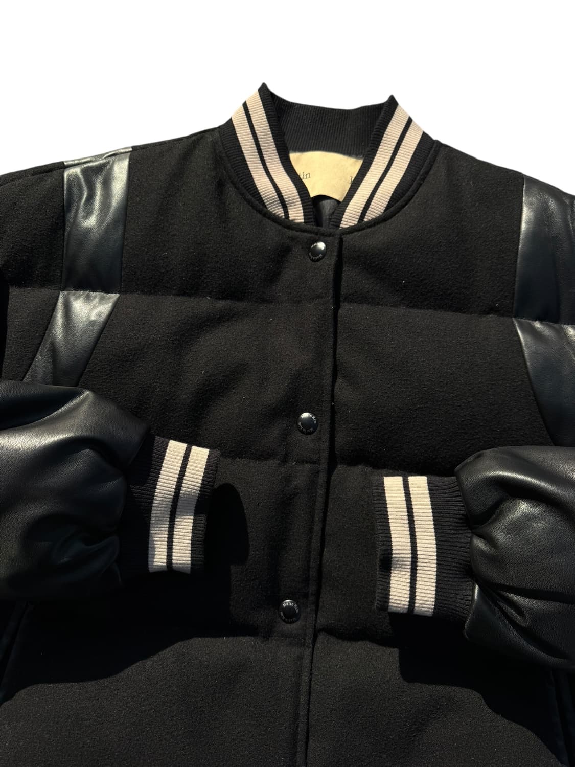 Matin kim 마틴킴 마뗑킴 울 페이크 레더 덕다운 패딩 점퍼 상품이미지3