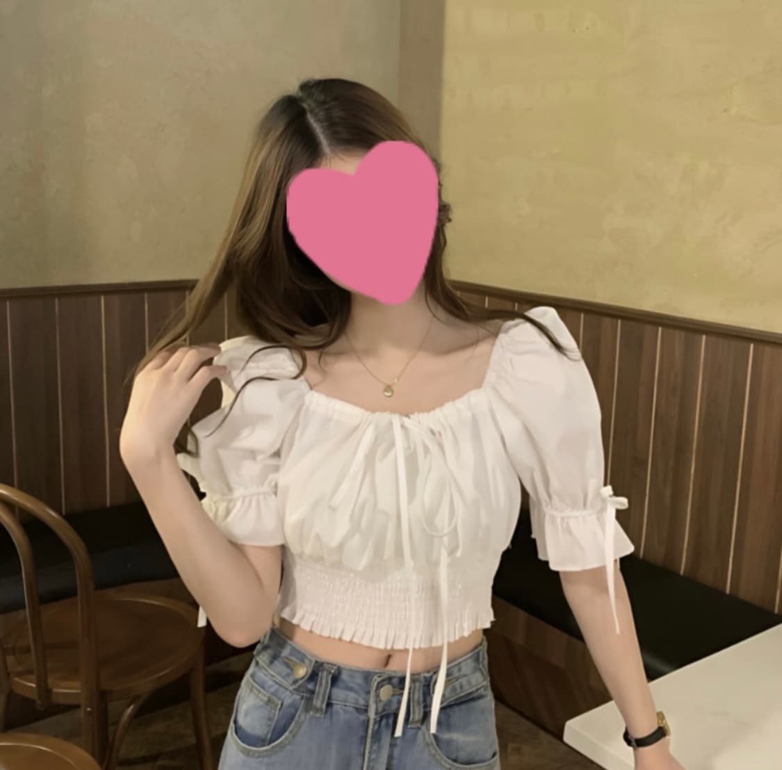 (새상품) 오프숄더 크롭 스퀘어넥 블라우스 FREE 상품이미지2