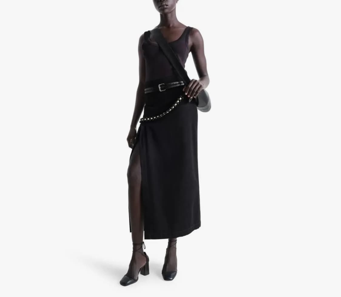 르메르 Midi skirt with slit-블랙, 34사이즈 상품이미지5