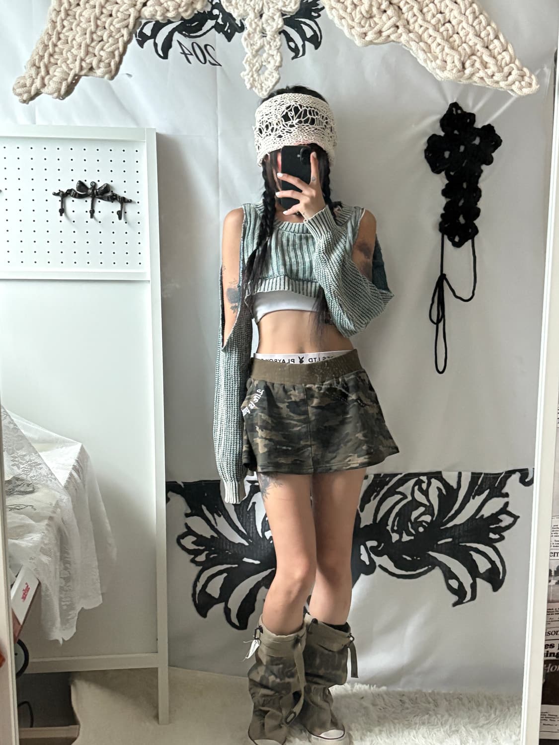 • rough neck camouflage banding skirt (새 상품이미지3