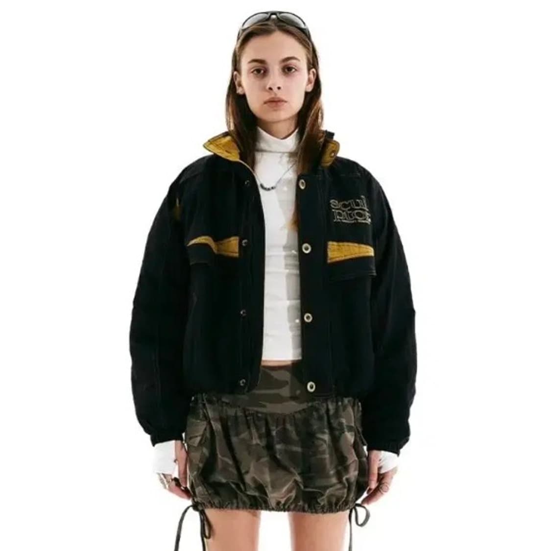 스컬프터 레트로 콤비 윈드브레이커 바람막이 워크자켓 블랙 경량패딩 상품이미지1