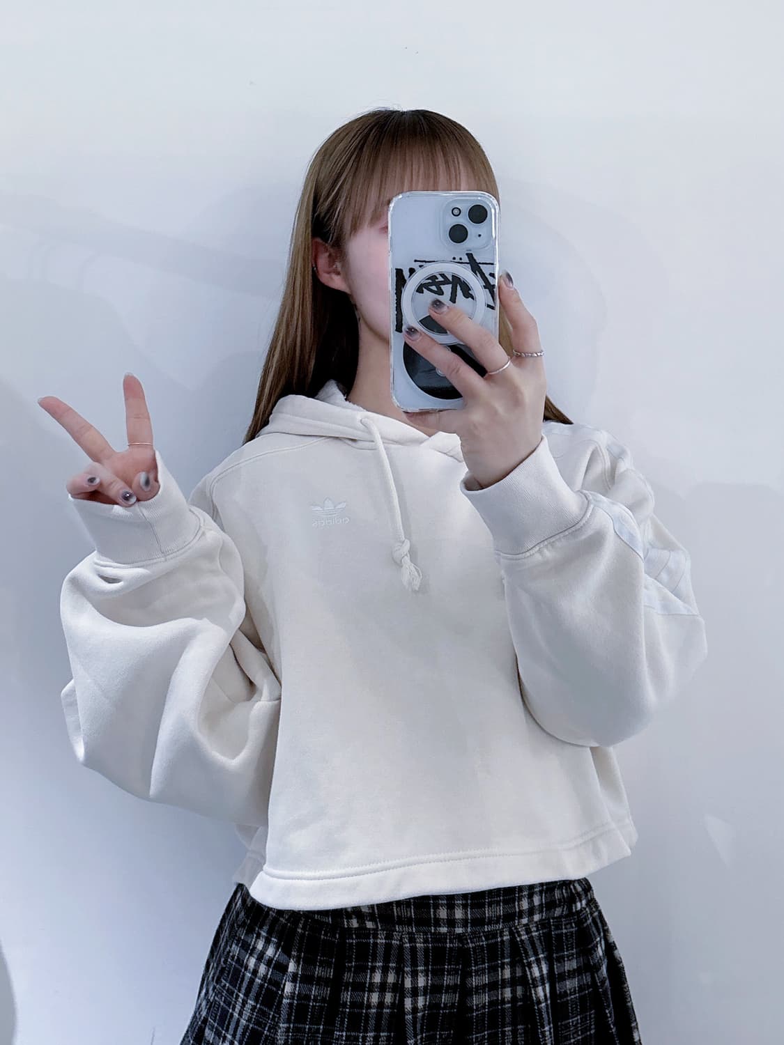 아디다스 크림 크롭 후드 상품이미지1