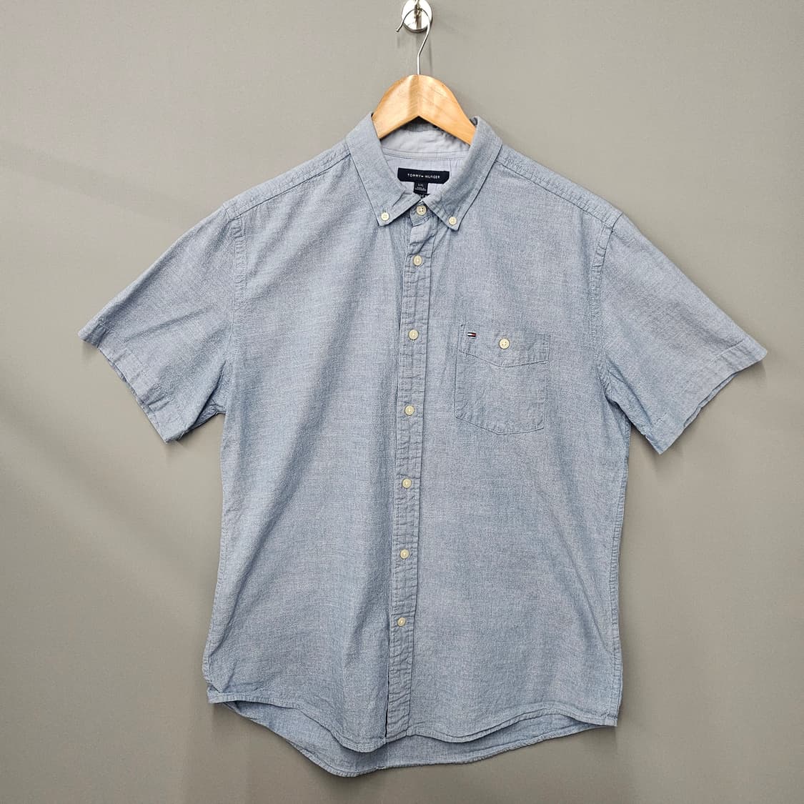 타미힐피거 라이트블루 코튼 반팔 셔츠 상품이미지1