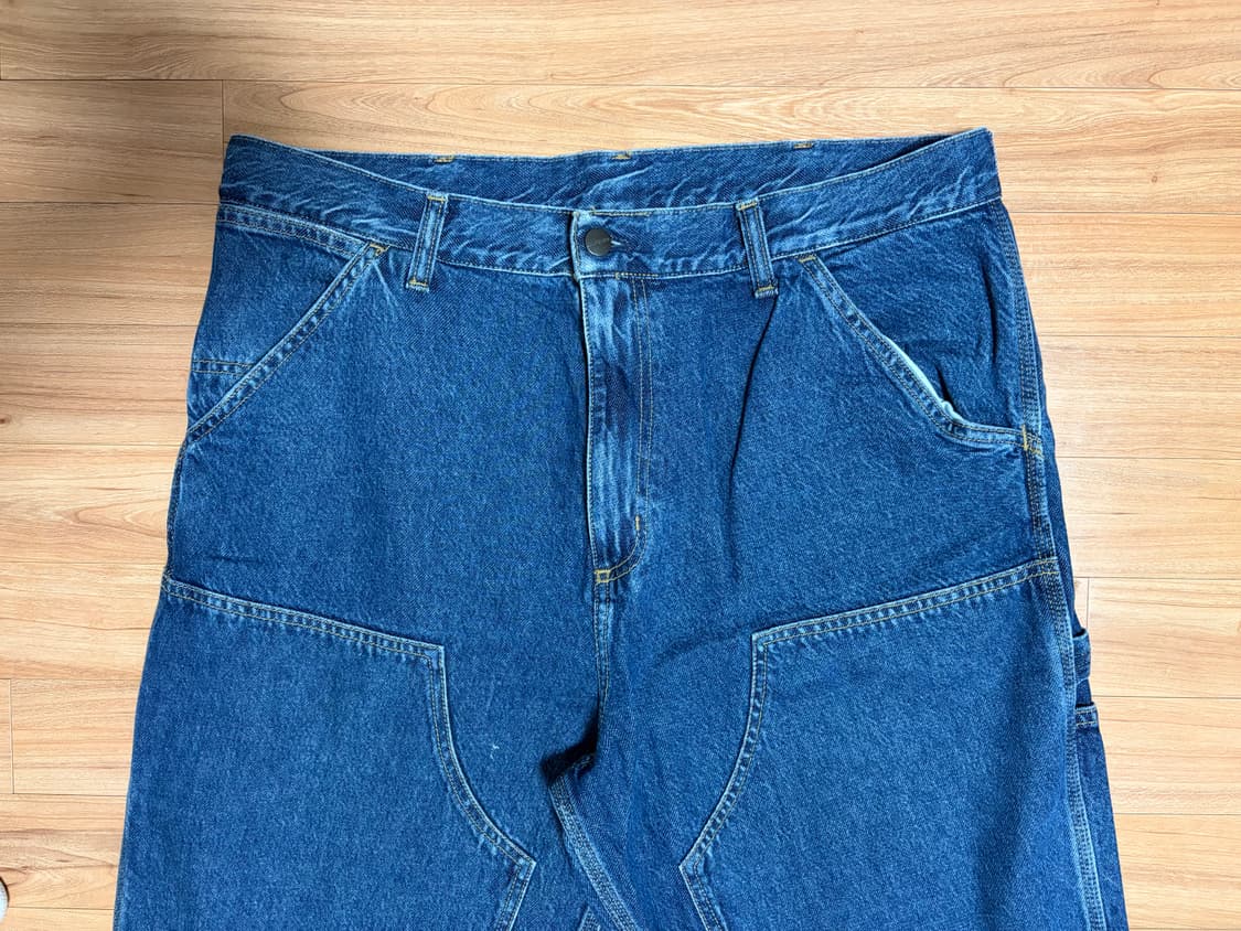 [34] 칼하트 WIP 페어필드 데님 더블 니 팬츠 블루 스톤 워시드 상품이미지4