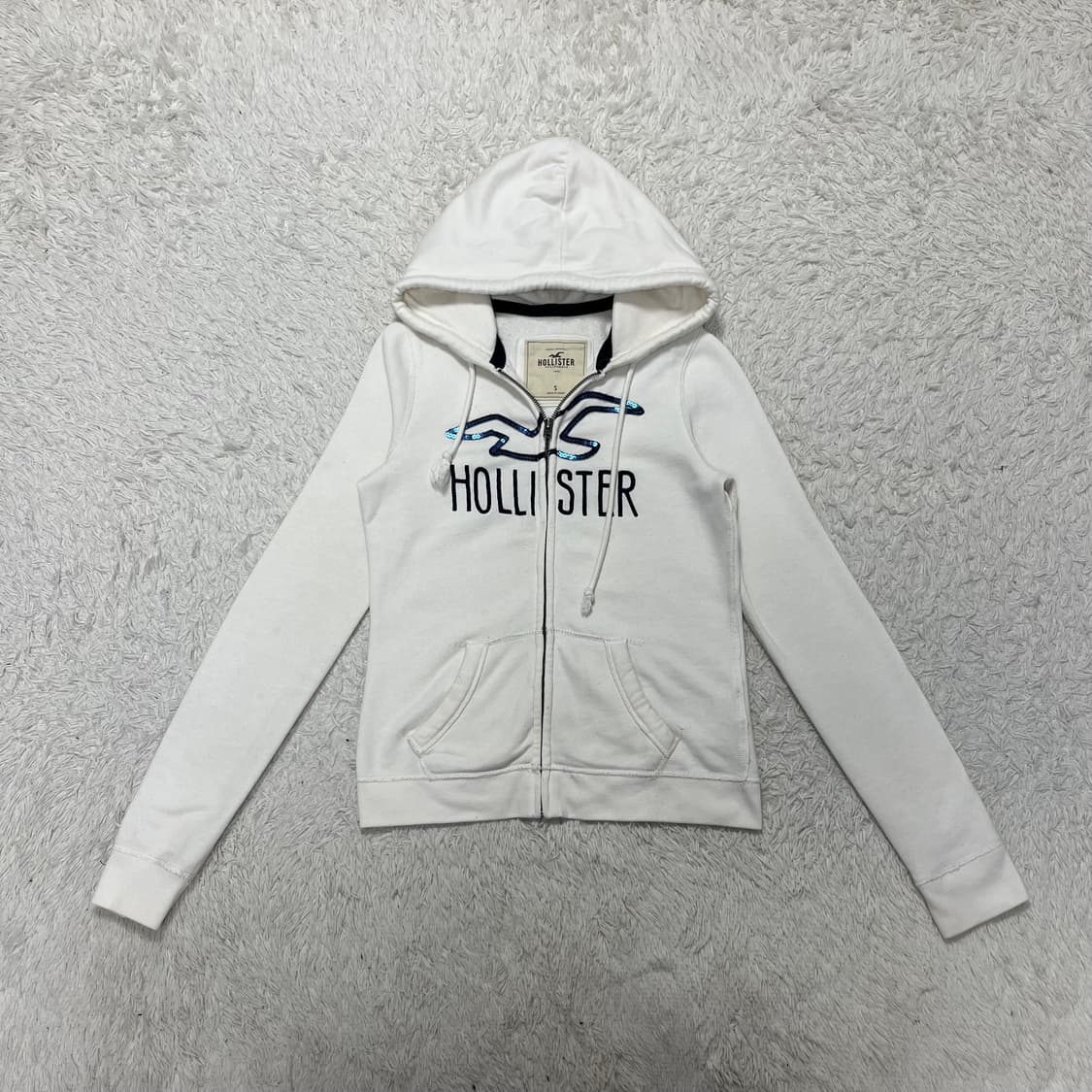 Hollister white zip-up hoodie (미세 이염) 상품이미지4