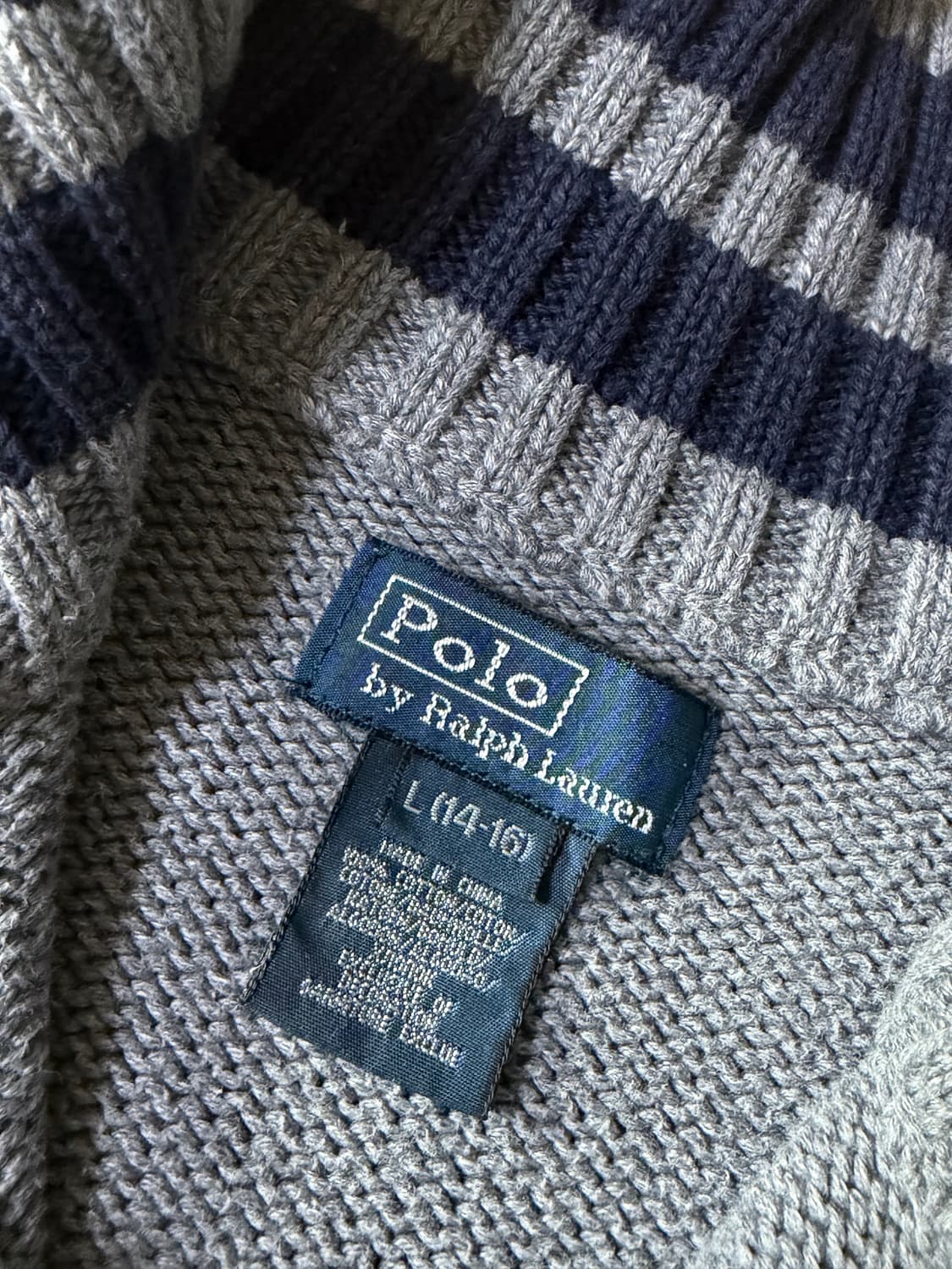 폴로 빅포니 3로고 그레이 니트집업 상품이미지3
