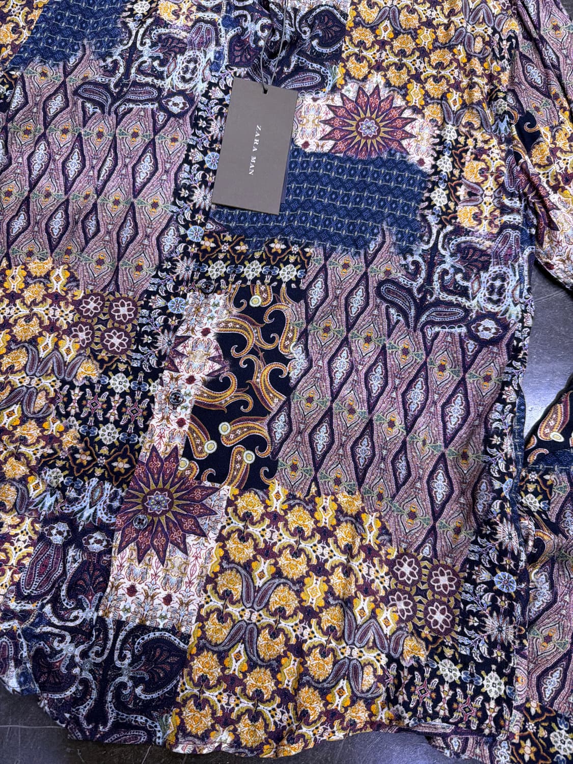 자라 페이즐리 에스닉 패치워크 프린팅 릴렉스핏 셔츠 M 상품이미지6