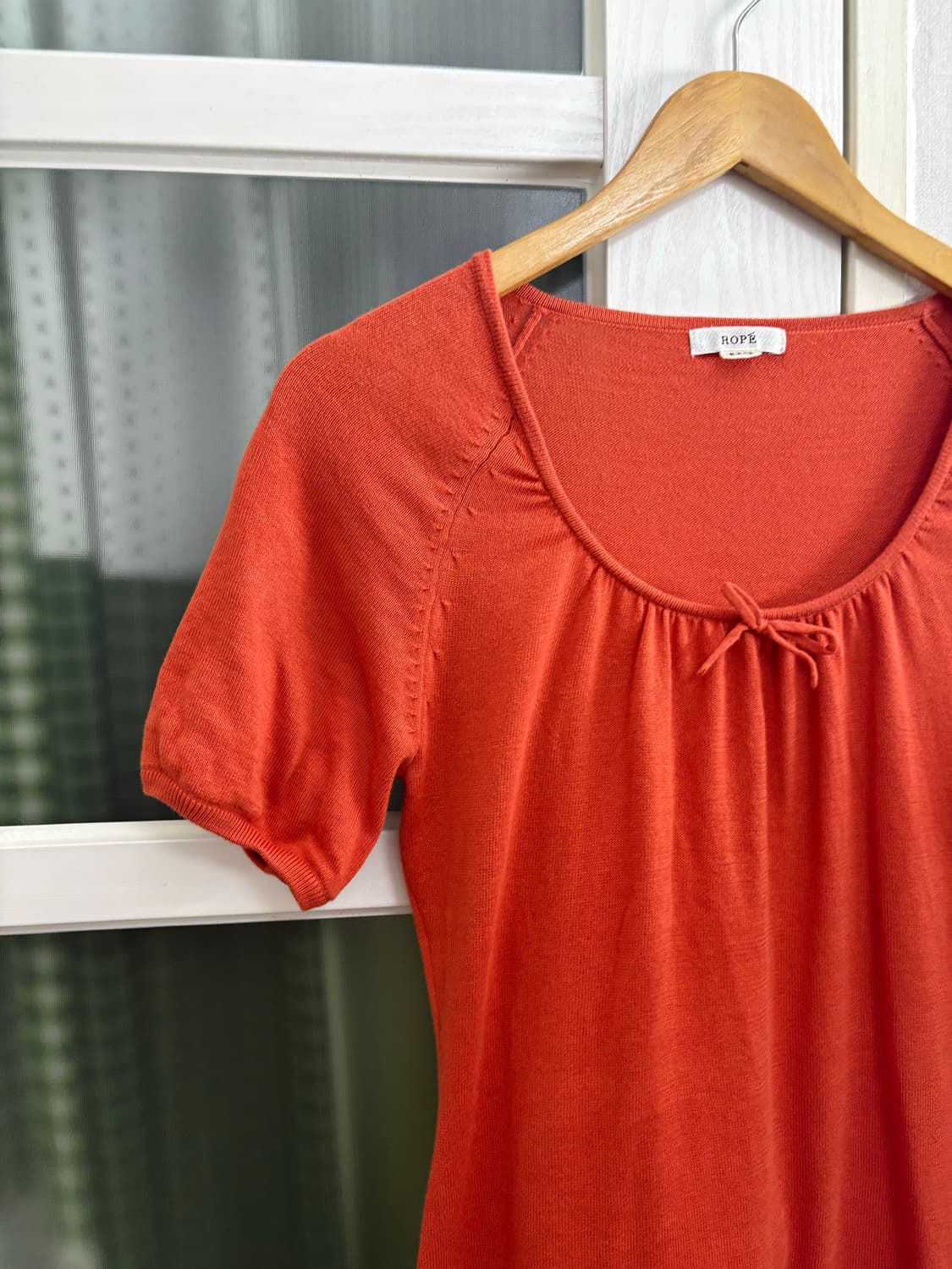 오렌지 반소매 니트 탑 상품이미지3