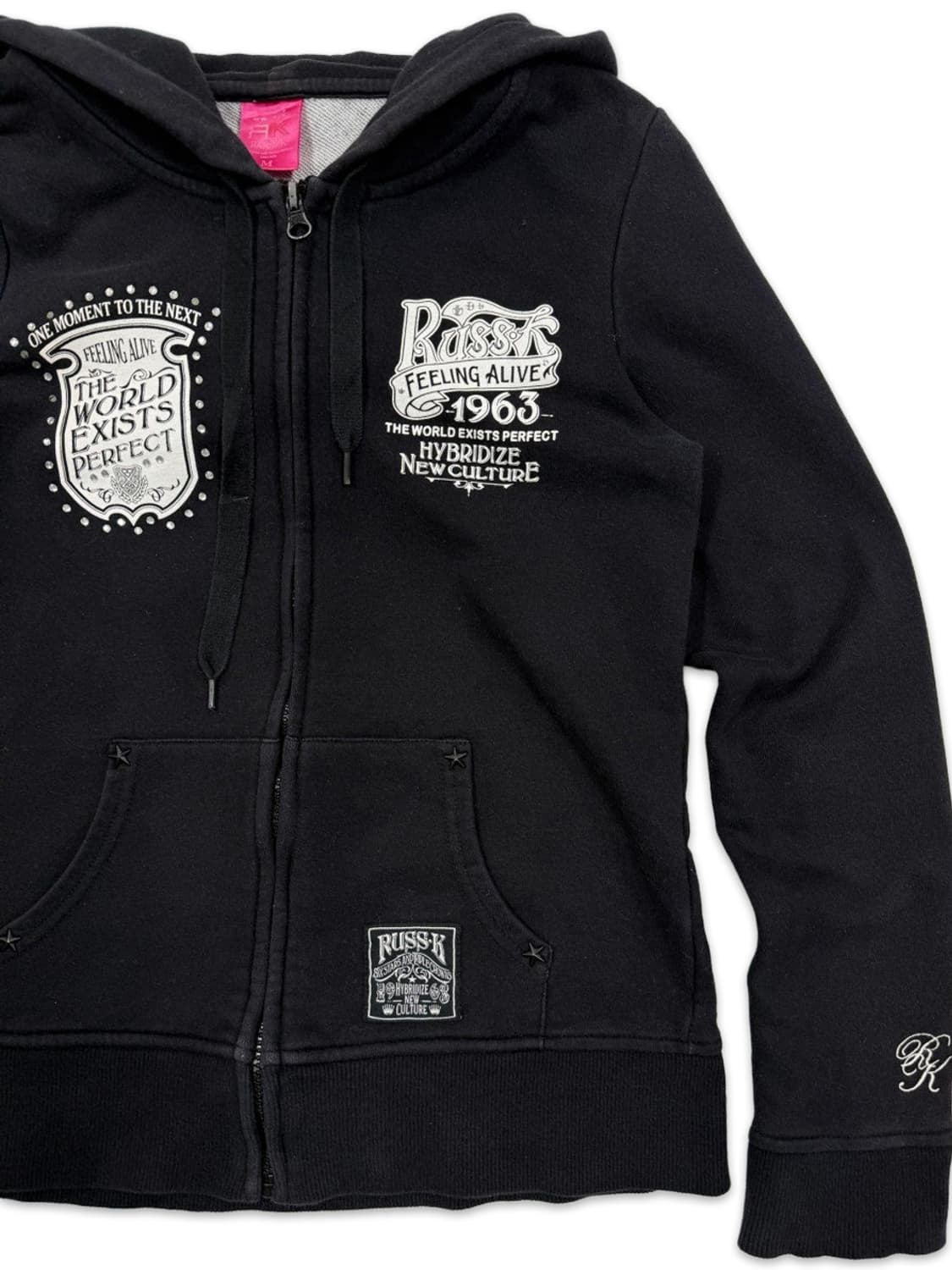 빈티지 Russ.k 블랙 후드 집업 상품이미지2