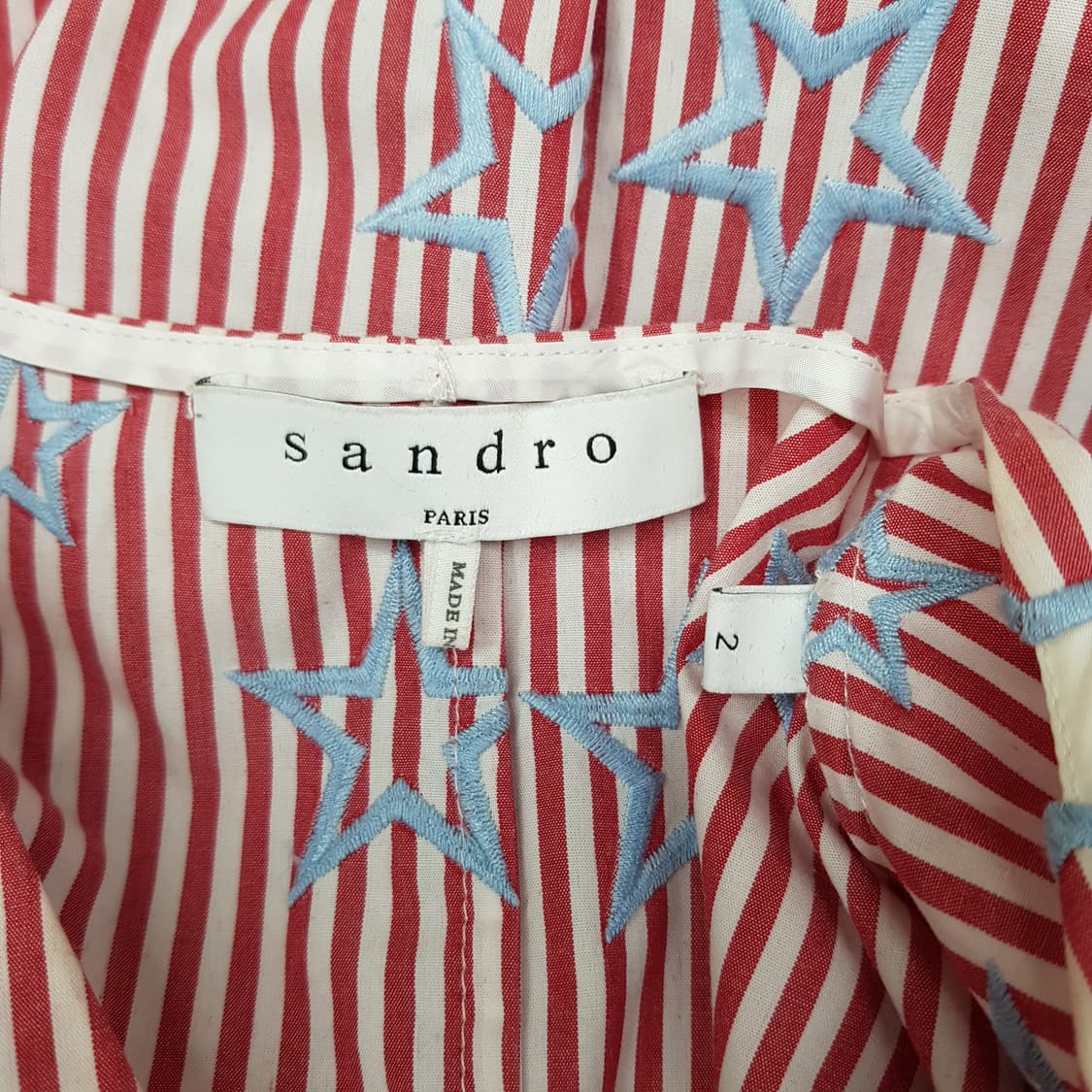 산드로 스타 컷아웃 스트라이프 블라우스 2사이즈 상품이미지6