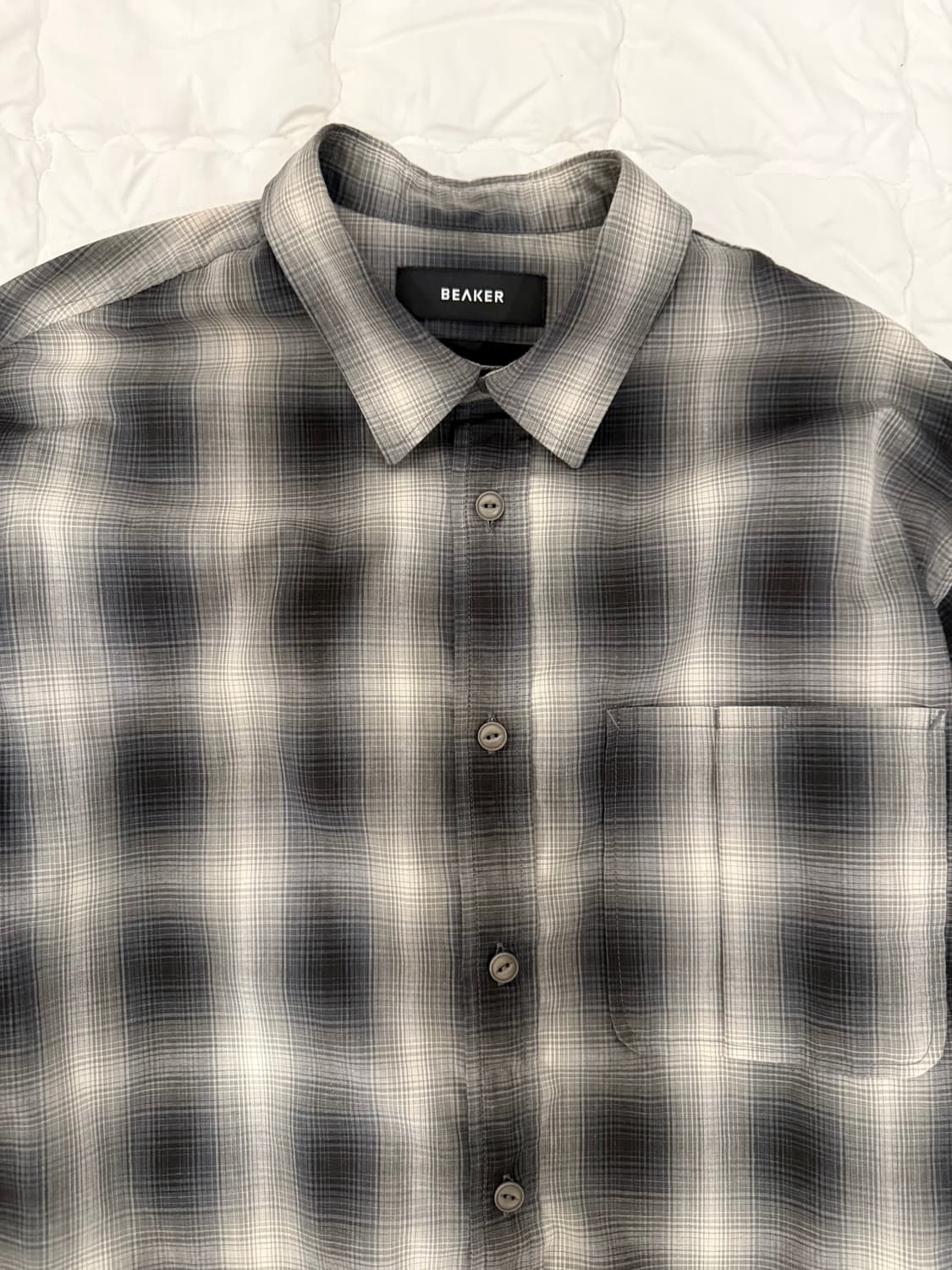 비이커 옴브레 타탄체크 셔츠 블랙 상품이미지3