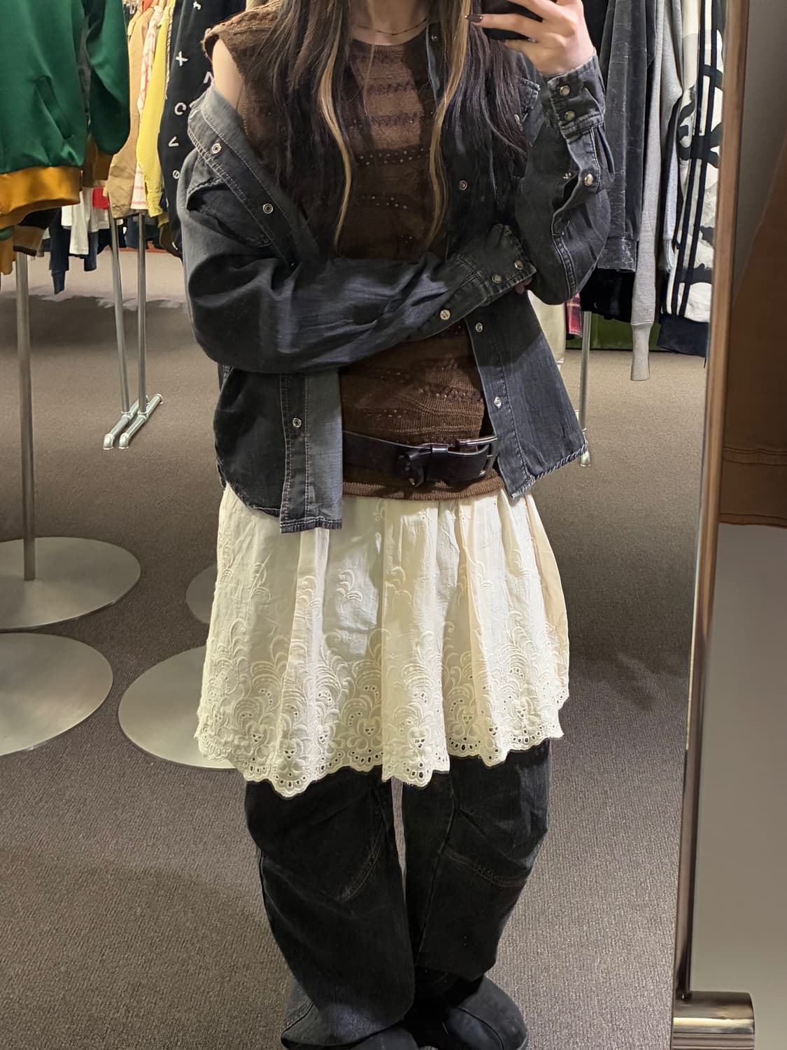 M)Kriff Mayer vintage 여성 흑청 데님 셔츠 상품이미지1