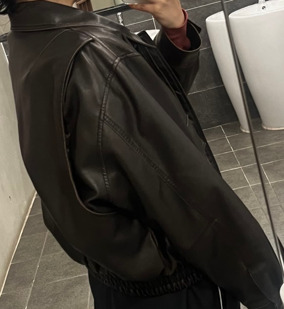 톰보이 페이크 레더 블루종 상품이미지6