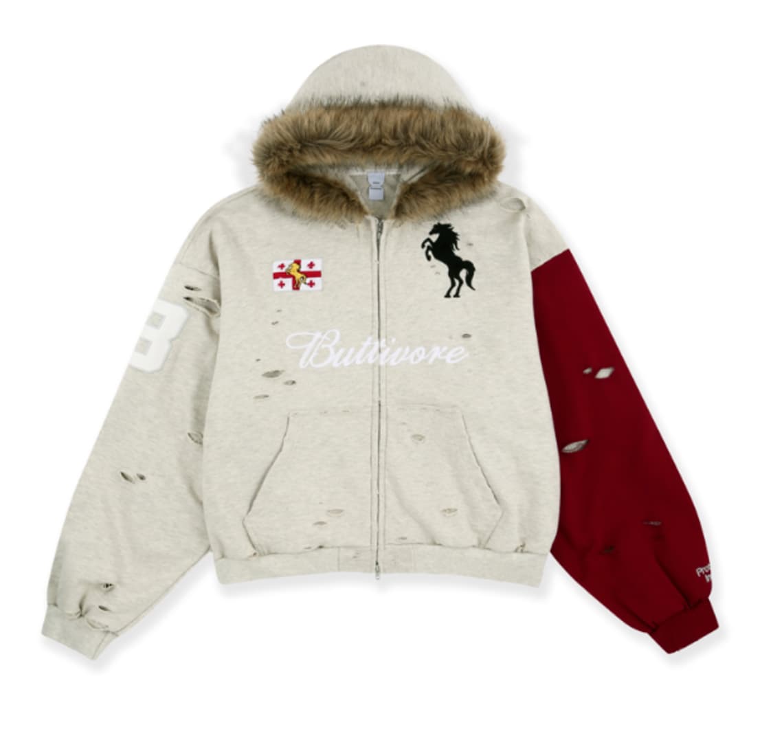 [3] 프로토콜 인덱스 버티보어 퍼 리닝 집 후드 오트밀 멜란지 상품이미지1