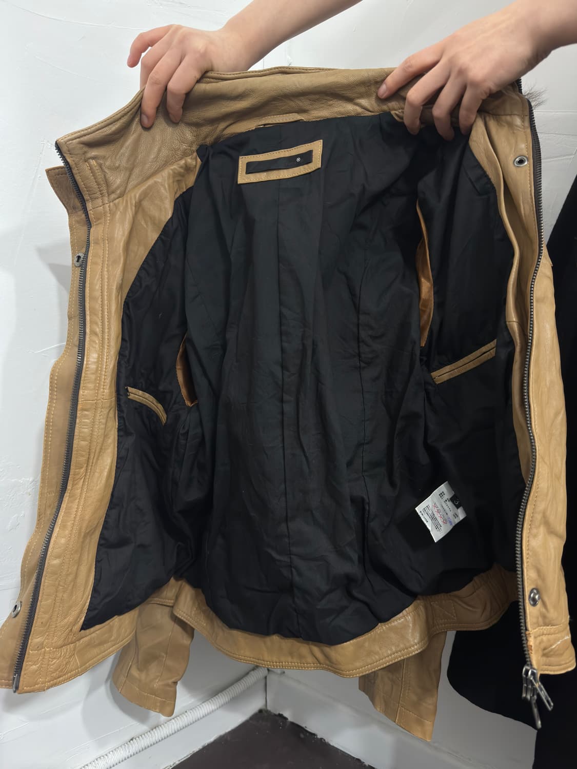 leather fur hood slim twoway jacket 상품이미지7